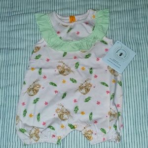 NWT 3-6 month Burts Bees Baby Sloth Sleeveless short romper!